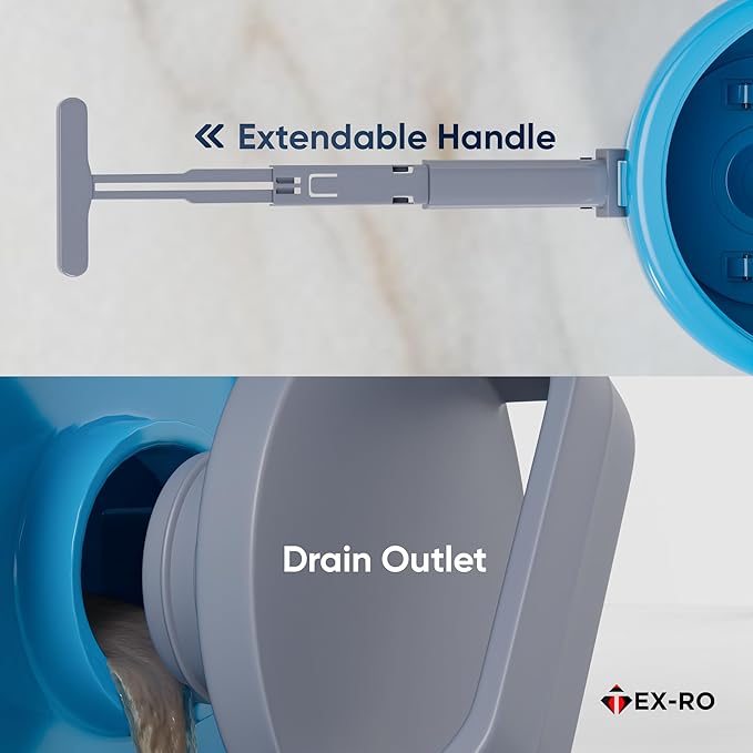 Mopzy 360° Spin Mop & Bucket System with Hands-Free Wringer | 2 Microfiber Heads | Easy Drain | Stainless Steel Handle